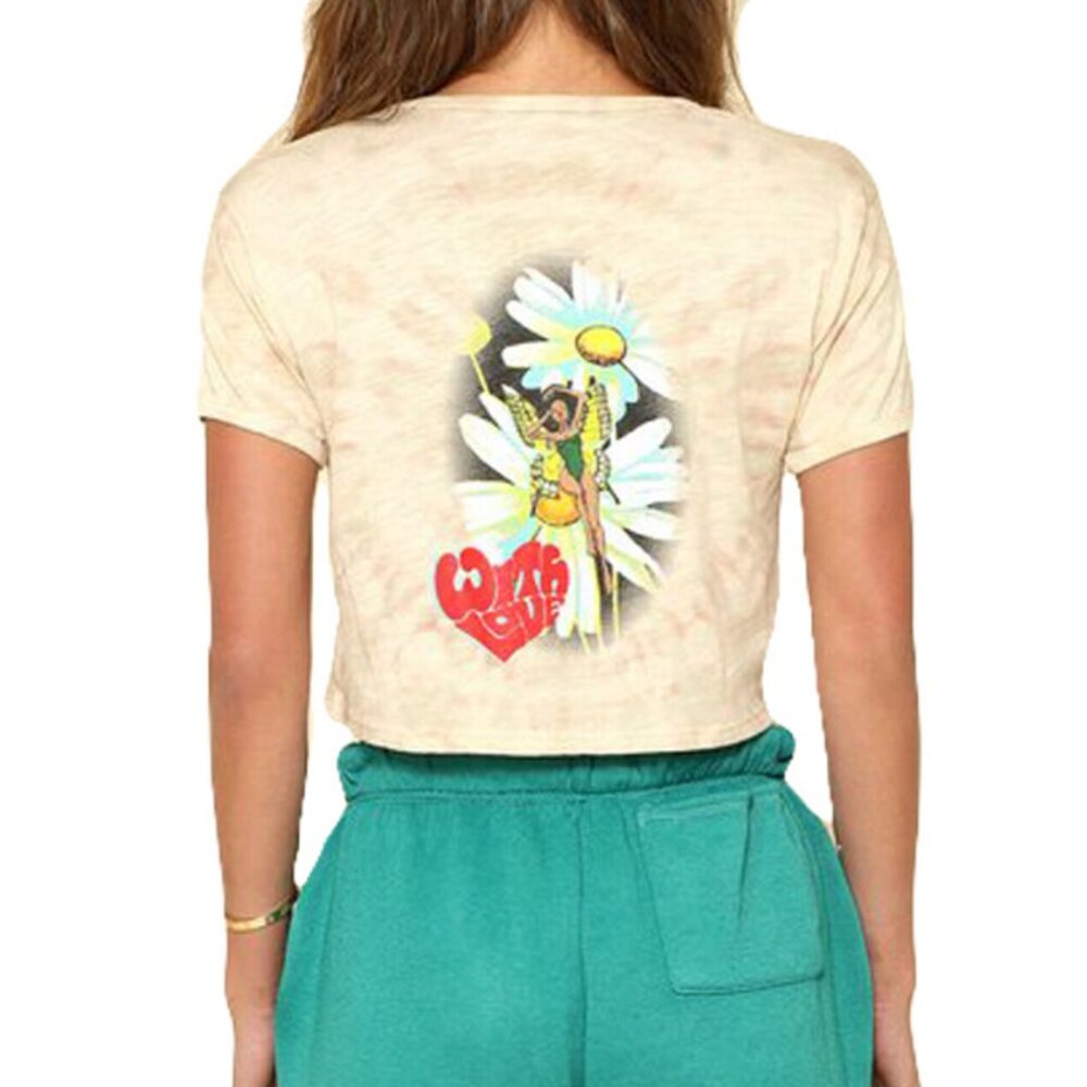 ⭐️NEW⭐️BOYS LIE / Light Brown Lady Flower Fitted Tee
